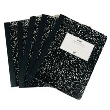 Lot of 5 Black Composition Note Book Wide Ruled Paper 80 Sheets School Office