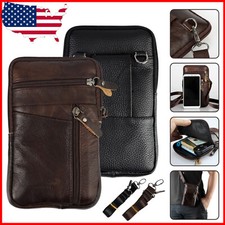 Leather Crossbody Phone Bag Shoulder Purse Men Belt Holster Travel Waist Pouch