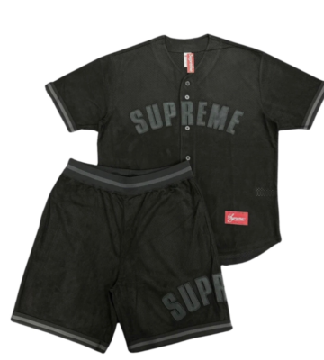 Supreme Ultrasuede Mesh Baseball Jersey Set Black - Size Small