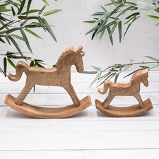 Vintage Wooden Small Rocking Horse Childrens Traditional Baby Nursery Decor Gift