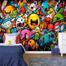 Colorful Funny Graffiti Teenage Wallpaper Mural Removeable Washable Peel & Stick