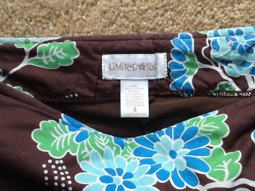 GIRLS BROWN & AQUA BLUE FLORAL LINED SKIRT WITH BUILT-IN SHORTS SZ 8 (M) NICE! - Picture 5 of 9