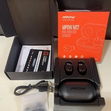 Mpow M12 True Wireless Earbuds - Black Model BH463