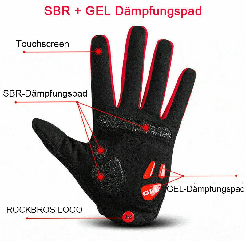 ROCKBROS  Cycling Gloves Touch Screen Bike Gloves Thermal Warm Full Finger Glove - Image 3 of 4