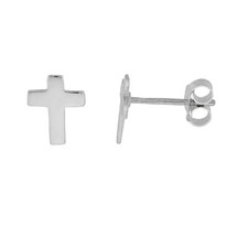 Sterling Silver Tiny Cross Stud Earrings