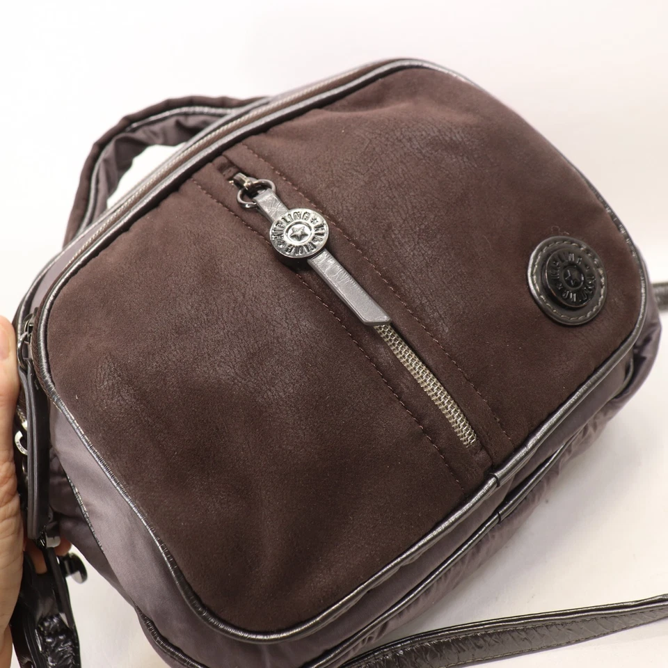 Kipling 斜挎包手提包女式 S 棕色人造麂皮绒旅行收纳袋钱包 — 第 2/4 张图片