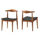 2 Elbow Style Dining Chairs Danish Mid-Century Walnut Finish Solid Wood Frame