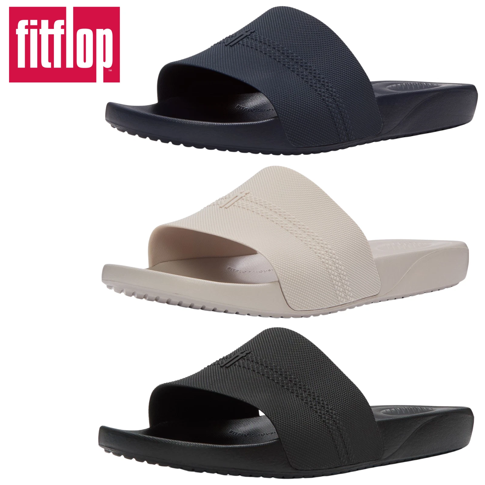 Mens Fitflop iQushion Pool Slides Summer Beach Open Toe Slip On Casual Sandals