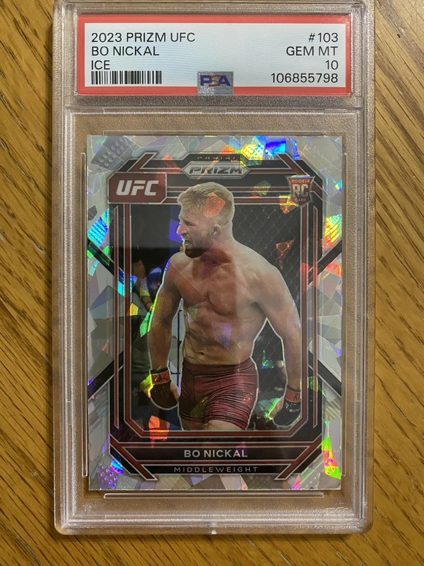 2023 Panini Prizm UFC Ice Bo Nickal Rookie RC #103 PSA 10, (HUCK’S)