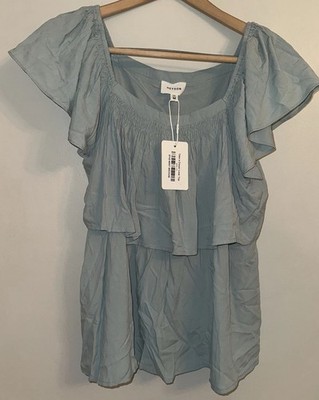 Heyson Mint Green Ruffle Flutter Sleeve Blouse Boho Chic Women's M