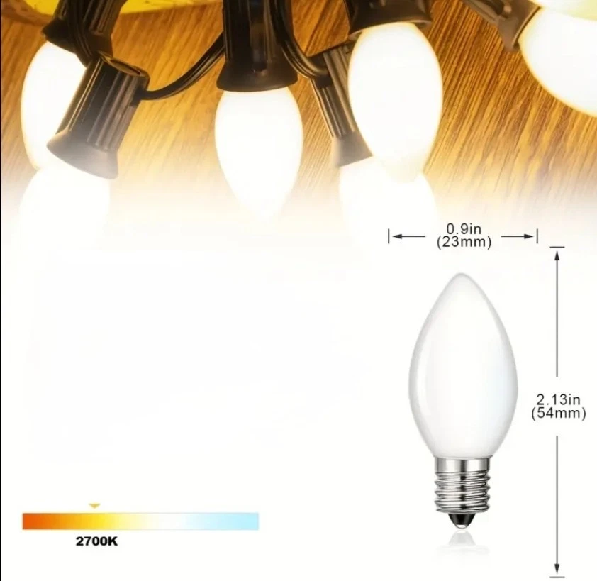 12pc White Night Light Bulbs Replacement 4 watt C7 Base 120V - Image 4 of 4