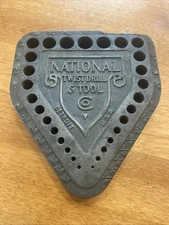 Antique National Twist Drill & Tool Co Bit Holder Stand Index Detroit USA