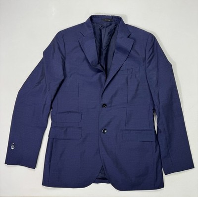 Massimo Dutti Men's 38R Wool Mohair Silk Blazer Sports Coat Blue Italian Fabric