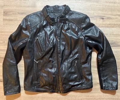 Bernardo Black Leather Jacket Women Size XL Zipper Pockets