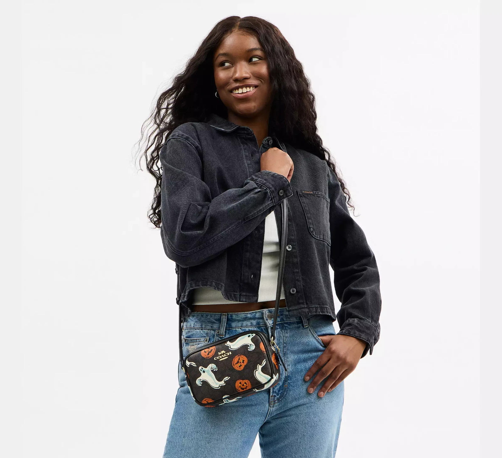 Coach Halloween Mini Jamie Camera Bag with Pumpkin Ghost Print CCF75 NWT NEW image 6