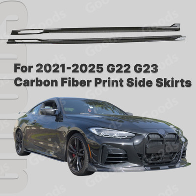 For 21-25 BMW 4 Series G22 G23 G26 430i M440i Carbon Fiber Print Side Body Skirt