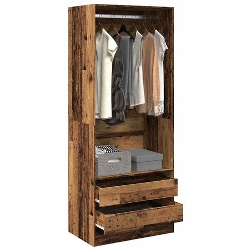 Wardrobe Old Wood 80x50x200 cm Engineered Wood 8721158340993 | eBay UK