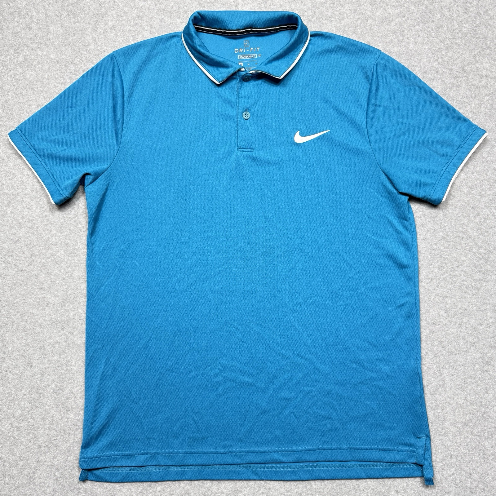 Nike Court Polo Shirt Mens Medium Blue Tennis Dry Team Standard Dri Fit Stretch