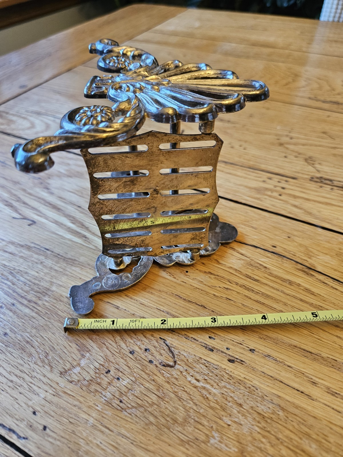 Vintage Silver-Plated Neoclassical Rococo Knife Rest Holder Napkin Holder Patina