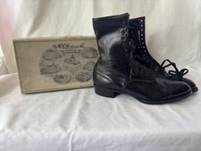 Antique Victorian HC Godman Co. Lace Up Black Witchy Pointy Ankle Boots Vintage
