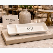 Rae Dunn Artisan Collection by Magenta Divided Trinket Dish Tray KEEP 11 x 3.5