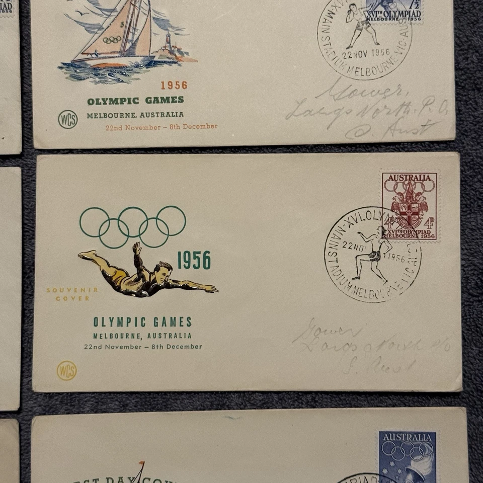 1956 Melbourne Olympics Australia FDC Lote (7) WCS e Lembrança Oficial, Pictorial - Imagem 4 de 4