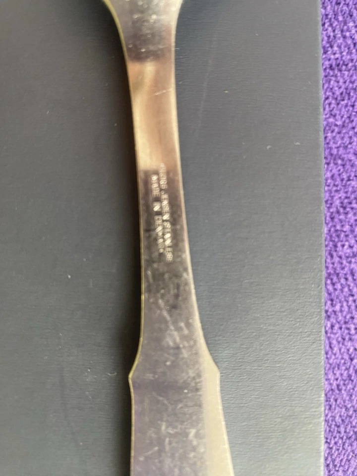 Cuchara de cena ovalada de acero inoxidable George Jensen Mitra de 7 pulgadas de largo Foto 2 de 2