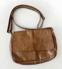 Vintage Brown Genuine Leather Crossbody Purse Made in Mexico Adjustable Strap