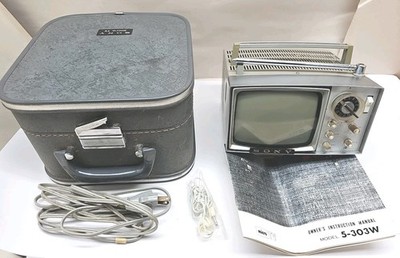Vintage SONY Micro TV W/Case 5-303W All Transistor Portable Analog