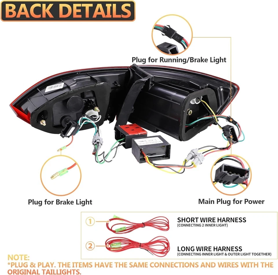 For 2011–2014 Volkswagen Jetta MK6 Sedan Smoked LED Tail Lights Rear Lamps Pair - Image 4 of 4