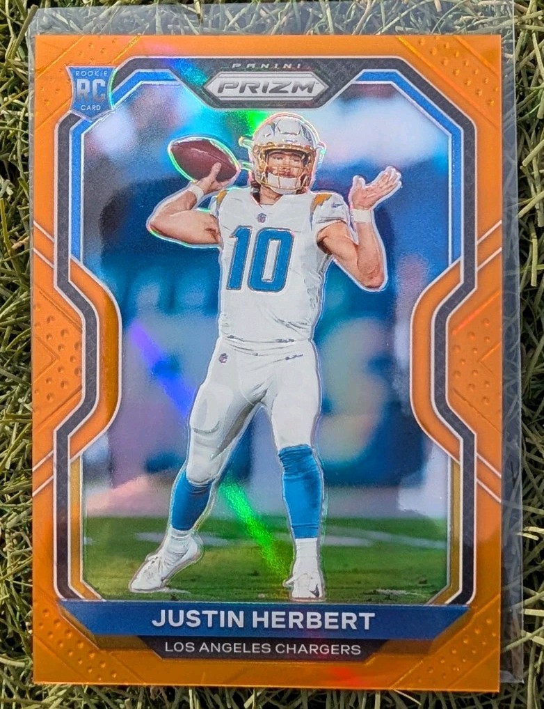 JUSTIN HERBERT 2020 PANINI PRIZM #325 RC ROOKIE ORANGE PRIZMS CHARGERS /249