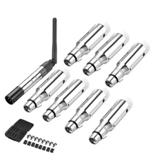 DMX Wireless Receiver Transmitter Rechargeable Battery Stage Light 8 PCs Silver