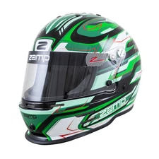Zamp H753C4956, RZ-42Y Youth Helmet, 56cm, Black/Green/Lt Green, Snell CMR2016