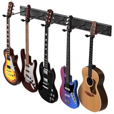 Guitar Wall Mount with Multiple Guitar Hangers, Holds 5 Guitars, Aluminum Met...