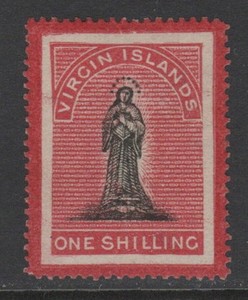 Virgin Islands 1867 1/- Colored Margins P15 Sc 8 Mint No Gum VF CV $85