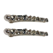 2 Pcs 3.0 Inch Shiny Clear Spike Alligator Duck Bill Hair Clips Crystal Hair ...