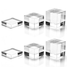 6 Pcs Clear Acrylic Block Risers Display Stands, 3 Sizes Solid Acrylic Cube P...