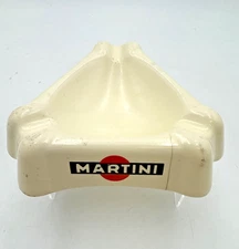 Vntg White Ceramic Martini & Rossi Ashtray 6” Made In Germany RARE 1940's-50's