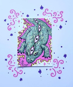 Rept(eye)ile ACEO art card original signed 2.5x3.5in.
