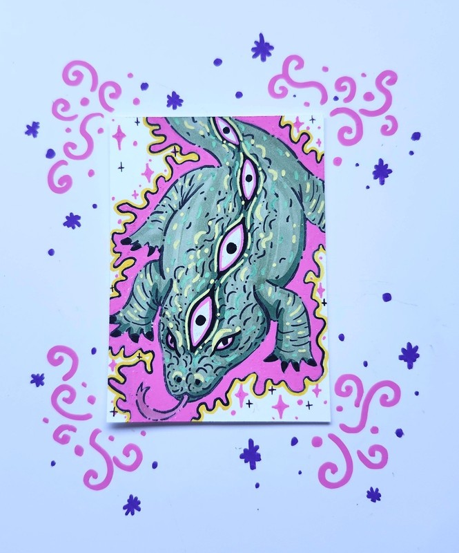 Rept(eye)ile ACEO art card original signed 2.5x3.5in.