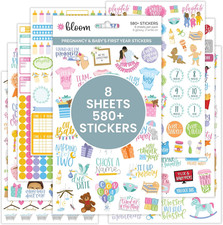 Pregnancy Baby'S First Year Planner Sticker Pack - 8 Sheets, 580 Stickers