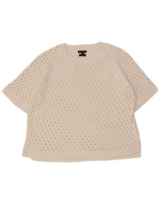 Massimo Dutti Damen Kurzarm U-Boot-Ausschnitt Pullover Sweater UK 16 Large weiß BD08