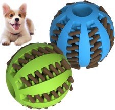 Dog Treat Toy Ball, Dog Tooth Cleaning Toy, Interactive Dog Toys 1 Green 1 Bl...