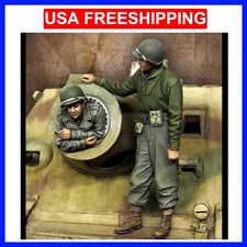 1/35 Scale Resin Figure Die-cast Model Kits WW2 US Army Tank Crew 2 Figures U...