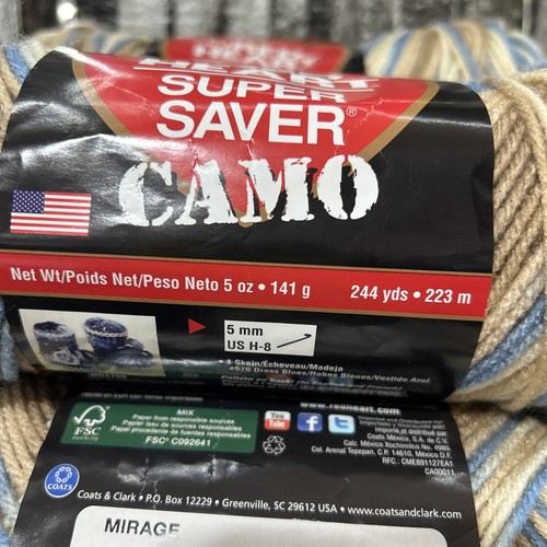 6 Skeins Red Heart Super Saver Yarn, Mirage Camo All Same Lot# 8170 244 yds USA - Picture 2 of 7