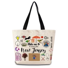 Take Me To New Jersey Tote Bag Reusable Grocery Bags Aesthetic Shopping Shoul...