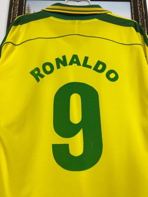 Vintage Brazil Retro Soccer Shirt #9 Ronaldo Football Jersey