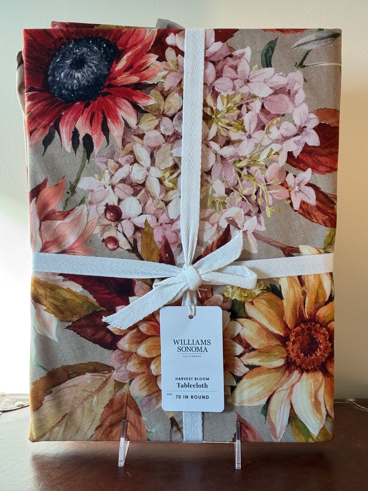 Williams Sonoma Harvest Bloom 70" Round Tablecloth Fall Autu