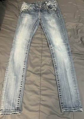 Miss Me Signature Skinny Jeans Women's 25 Bling Embroidered Pocket Stretch