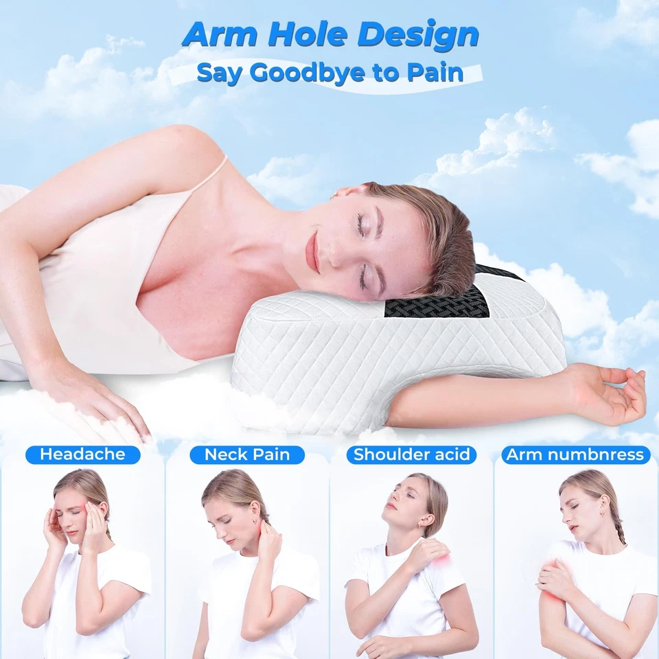 Side Sleeper Pillow with Arm Hole, Upgraded Shoulder Relief System for Neck P... - Image 3 of 4